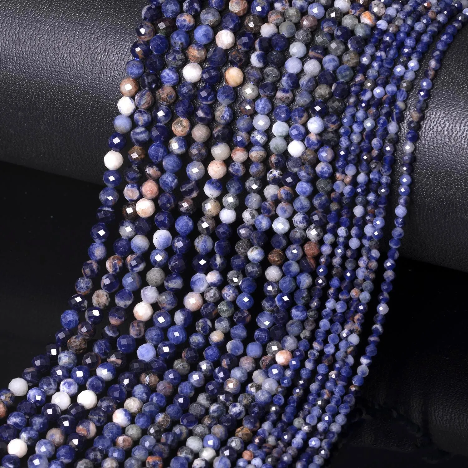 Natürliche Sodalith-Steinperlen, 2/3/4 mm, kleine facettierte Steinperlen, runde lose Distanzperlen für Schmuckherstellung, DIY-Armband, Halskette