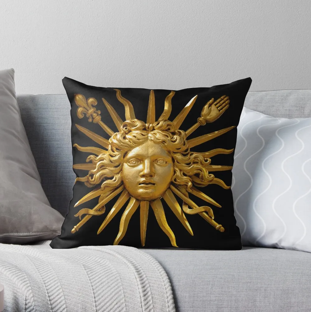 

Symbol of Louis XIV the Sun King - Black Background Throw Pillow Sofa Covers Custom Cushion Throw Pillow Covers