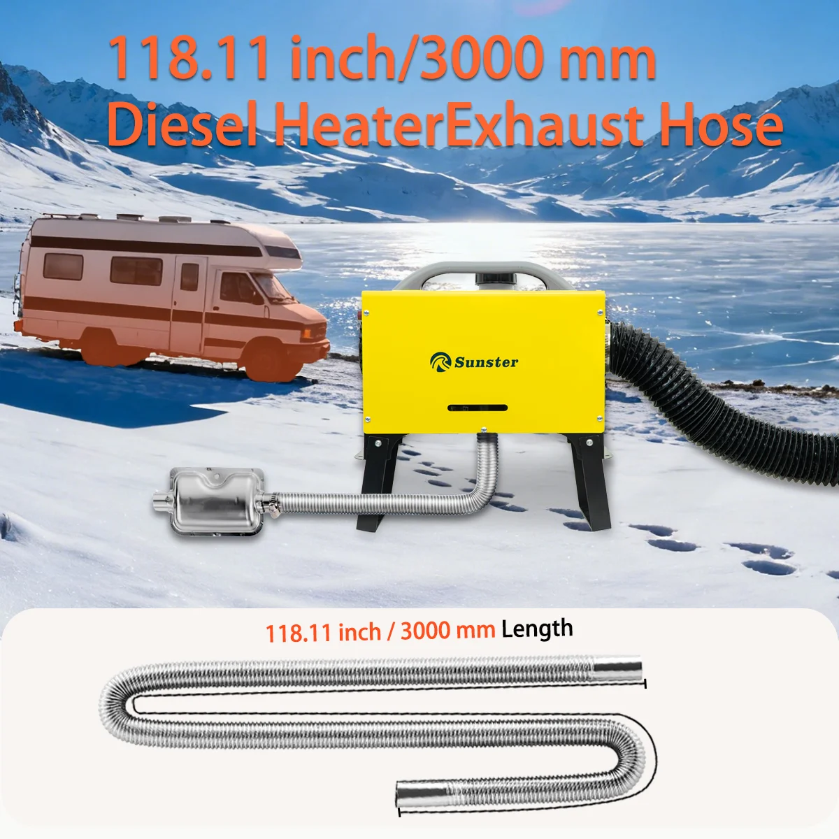 Autoheizungszubehör 2KW 5KW 8KW Abluftschlauch-Set, 1m/1,5m/2m/3m Dieselheizung Flexibles Abluftrohr Diesel für Auto LKW Wohnmobil – Detail 21