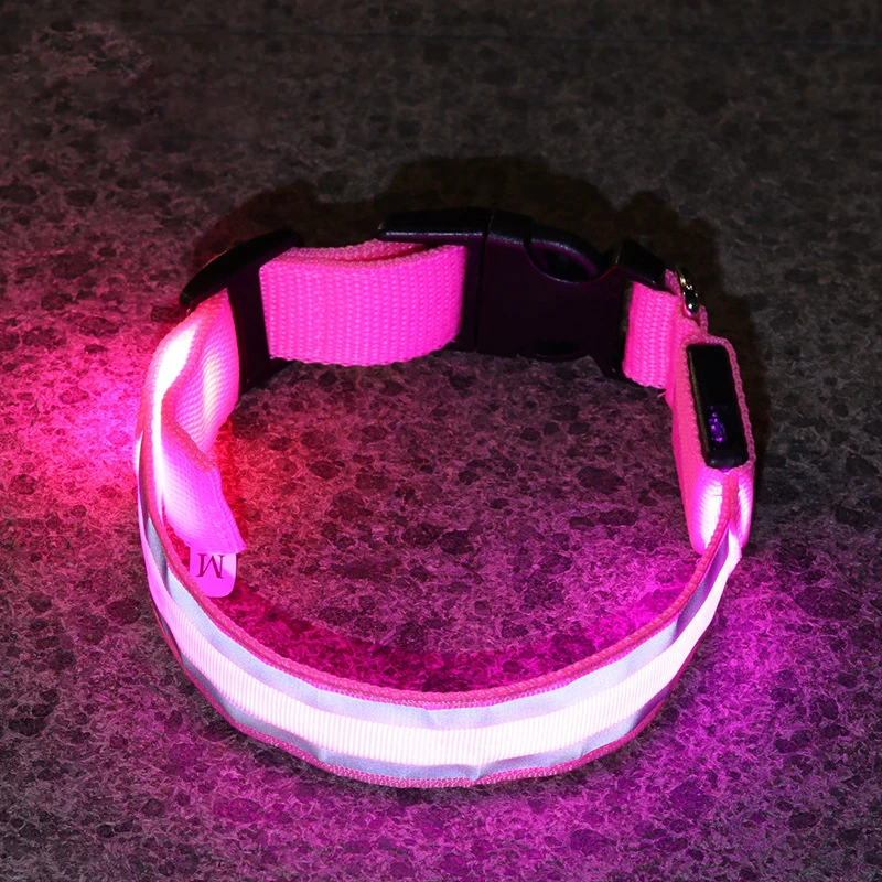 Reflective Dog Collar Led Light Night Safety For Small Puppy Cats Adjustable Length 28-36 Cm Nylon Protective Collar For Cats XS