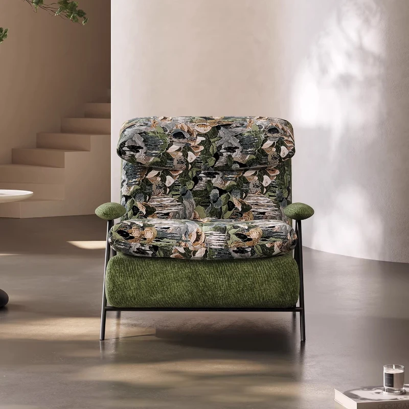 

Italian light luxury minimalist premium leisure chair living room light luxury cream modern designer single sofa chair