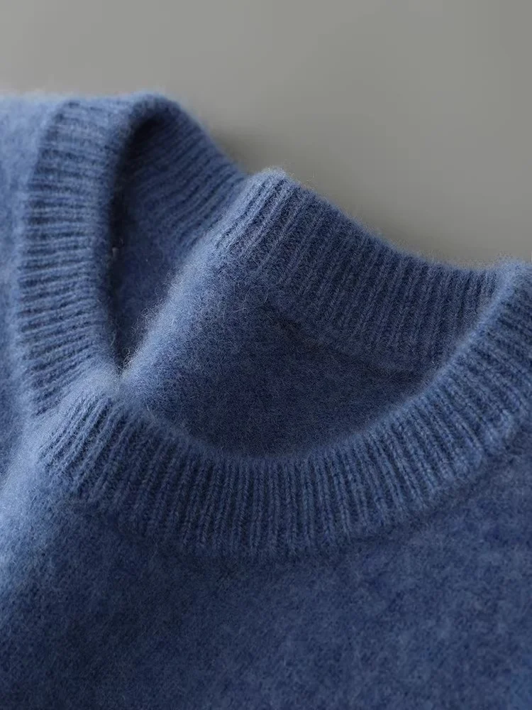 Thiened Heavyweight 00% Pure Wool Knitted Sweater round Ne Men's Loose Warm Base Layer Camere irt Busin Casual Sle