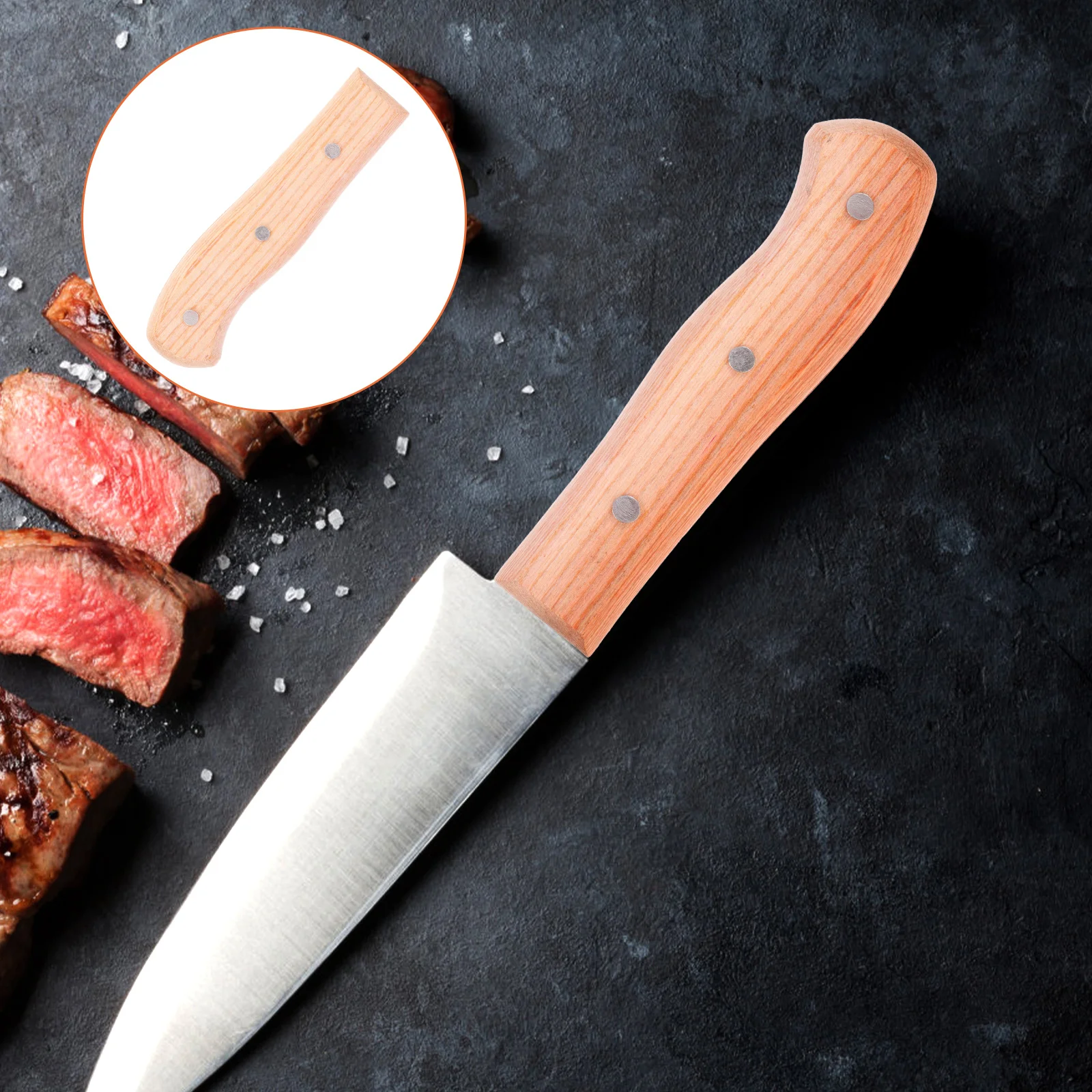 

Wooden Cutter Handle Replacement Non-Slip Ergonomic Grip Impact Resistant Kitchen Knife Part Tool Handle Accessories