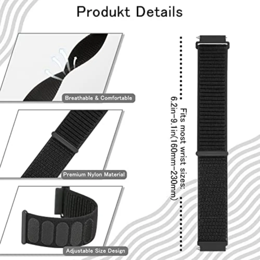 20mm 22mm Nylon-Schlaufenarmband für Garmin Forerunner 170 70 970 570 165 55 Sportarmband Garmin Active 6 5/Venu 4 45mm Correa – Detail 6