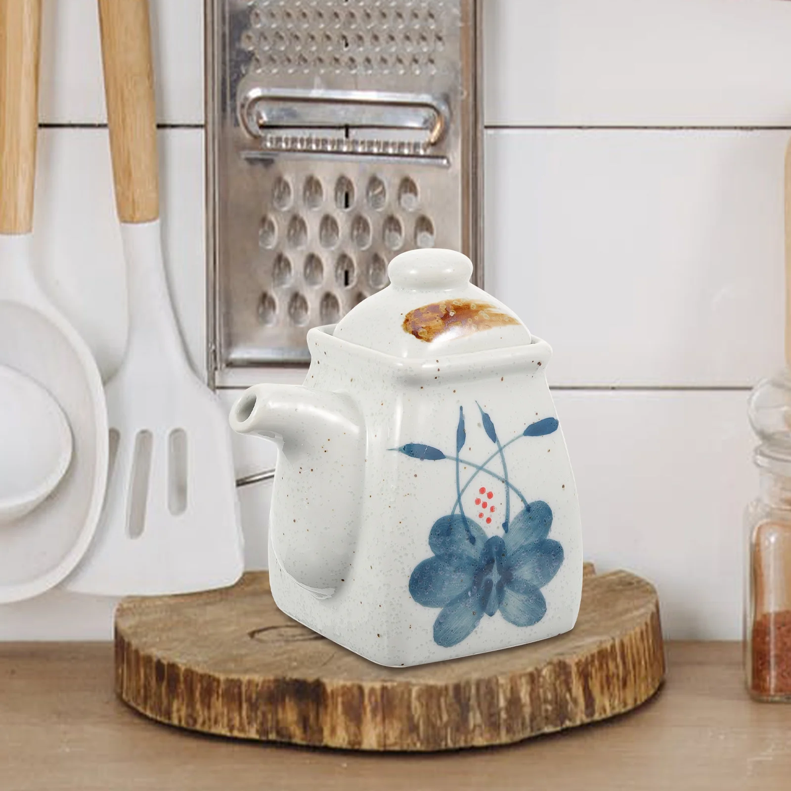 

Ceramic Condiment Jar Delicate Vinegar Bottle Household Vinegar Container Oil Dispenser Soy Sauce Storage Seasoning Jar Kitchen