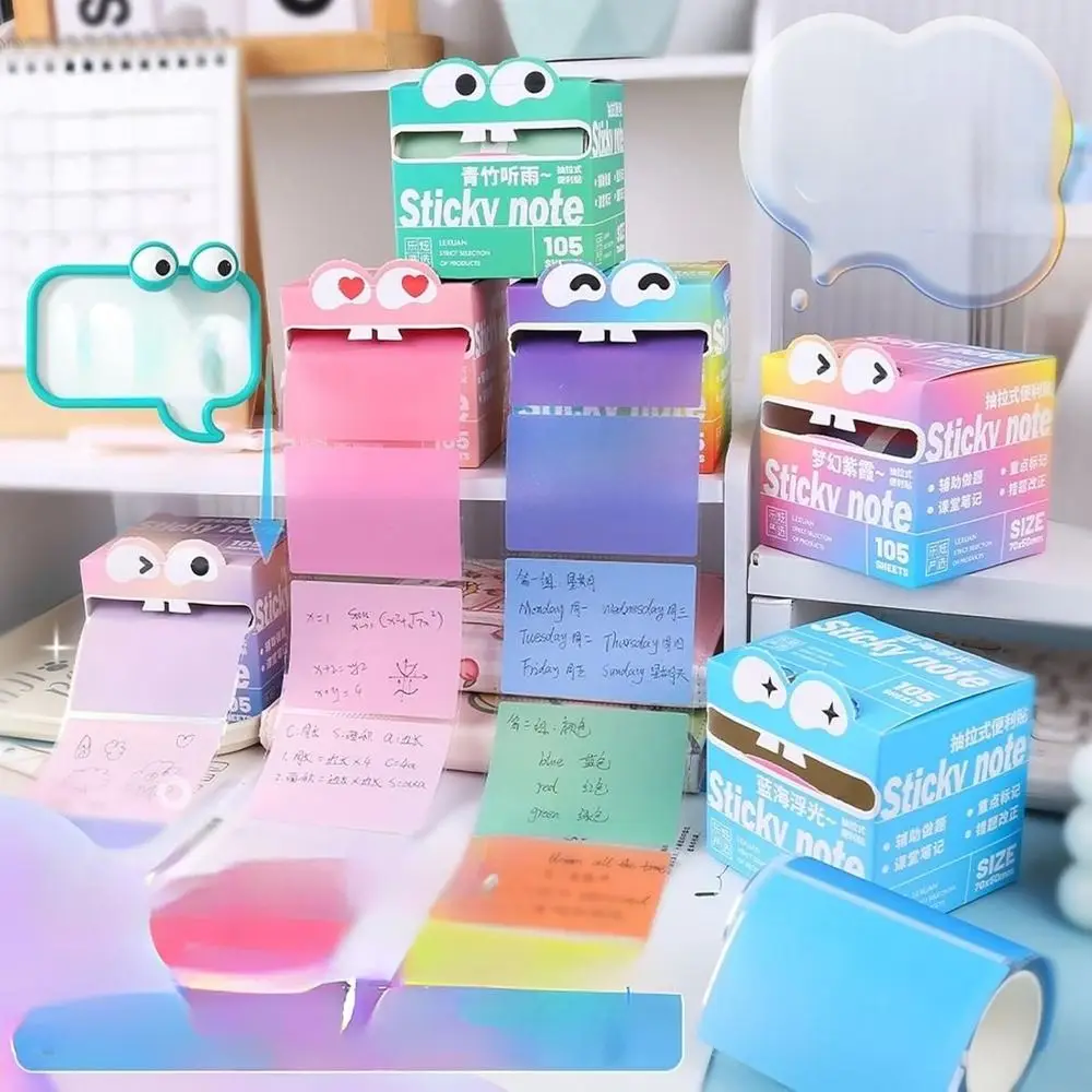 

Cartoon Memo Pad Paper Pull Out Design Self-Adhesive Planner Schedule Stickers Pearlescent Transparent Dopamine