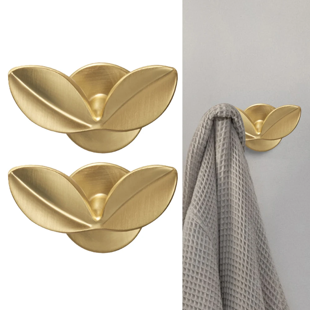 

2PCS Leaf-Shaped Wall Hook Stylish Zinc Alloy Hanger For Coats And Hats Versatile Tools Accessories Hook