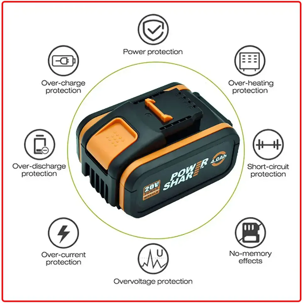 For Worx 20V 4.0Ah Lithium battery Rechargeable WA3553 WA3553.1 WA3551 WA3570 for All WORX Electric and Garden Tools