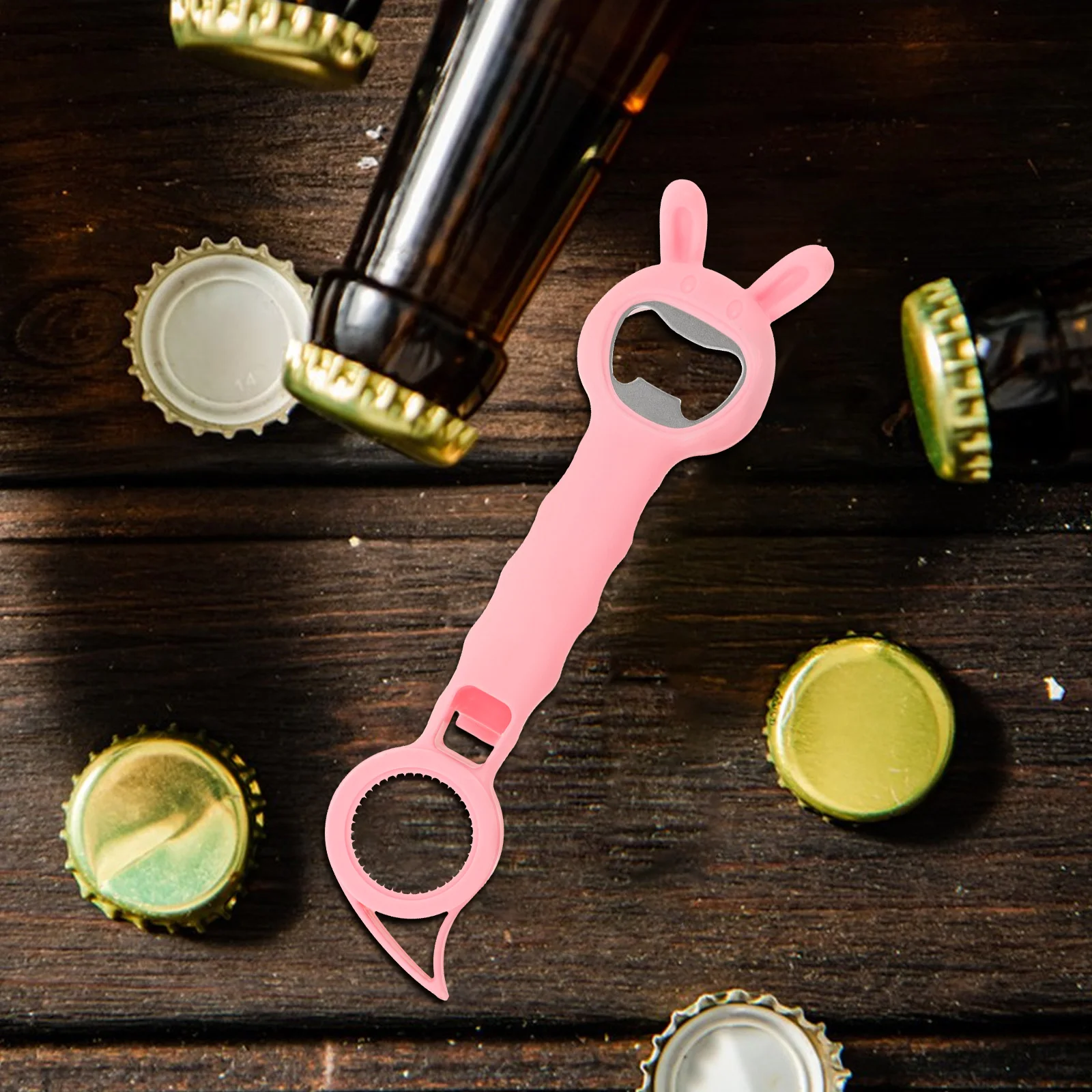 

Multi Function Bottle 4 In 1 Can Jar Cap Opener Tool Stainless Steel Pp Ergonomic Compact Portable Kitchen Bar Beer Wine