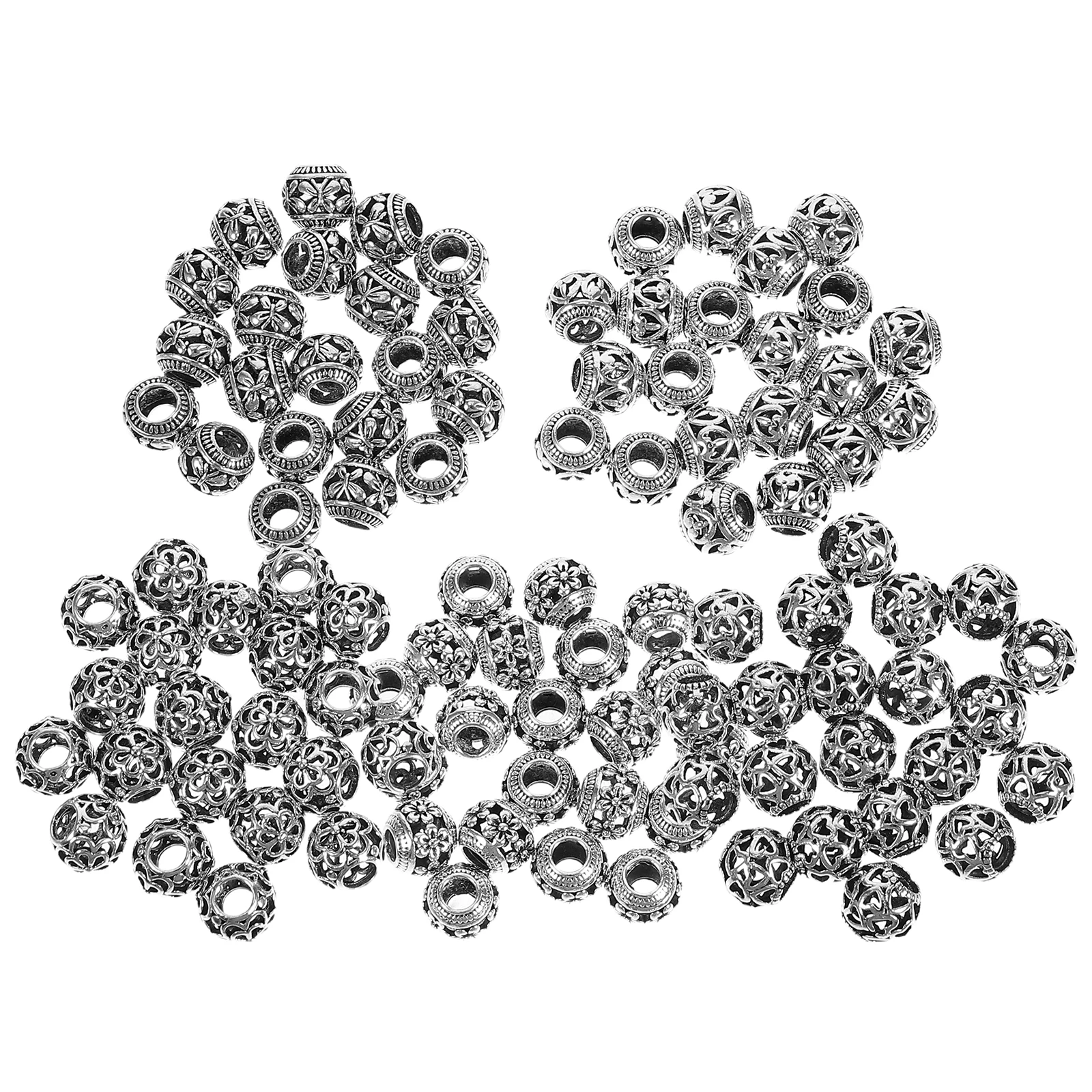 

100pcs Metal Spacer Beads for Bracelets Necklace Making Silver Color Large Hole Round DIY Craft Aesthetic Embroidery Jewelry