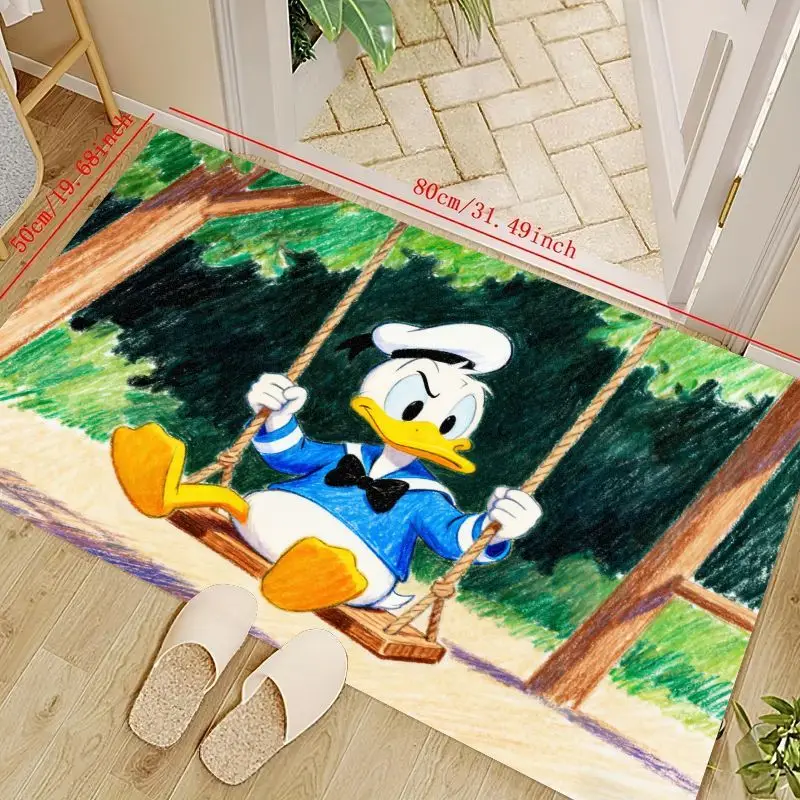 

1 шт. коврик для пола с рисунком «Дональд Дак на качелях», 50x80 см (19,68x31,49 дюйма), стильный коврик Grumpy Donald Sketch, нескользящий моющийся коврик для кровати