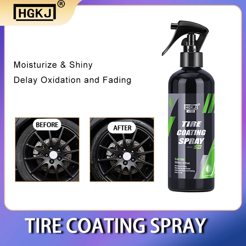 

100/300ml Car Tire Shine Brightener HGKJ S22 Refurbishing Agent Black Type Gloss Spray Auto Wach Ceramic Coating Spray Car Care