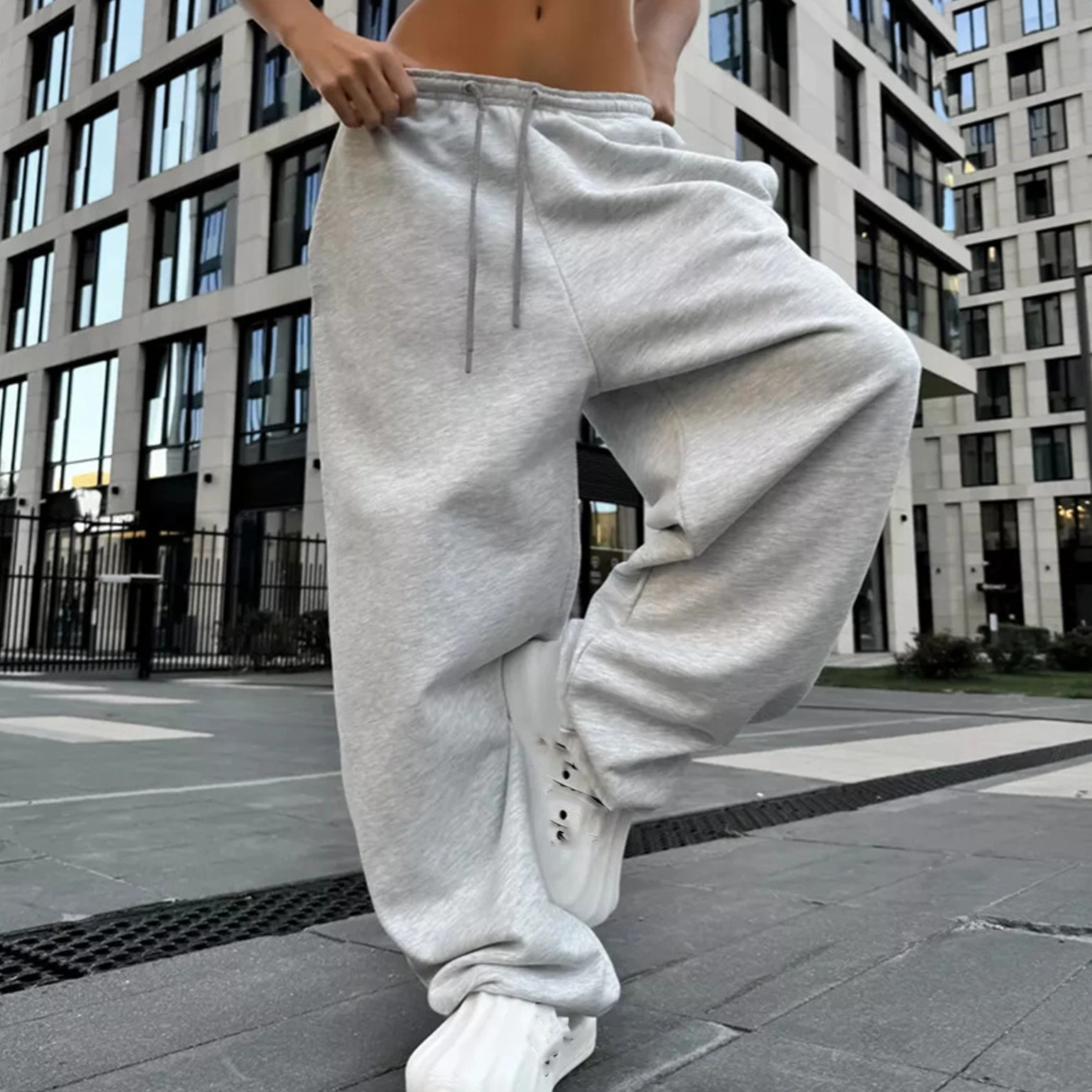 Broek met wijde pijpen en trekkoord Dames Casual losse pasvorm Roze polyester spandexmix Comfortabele lichtgewicht ademende broek