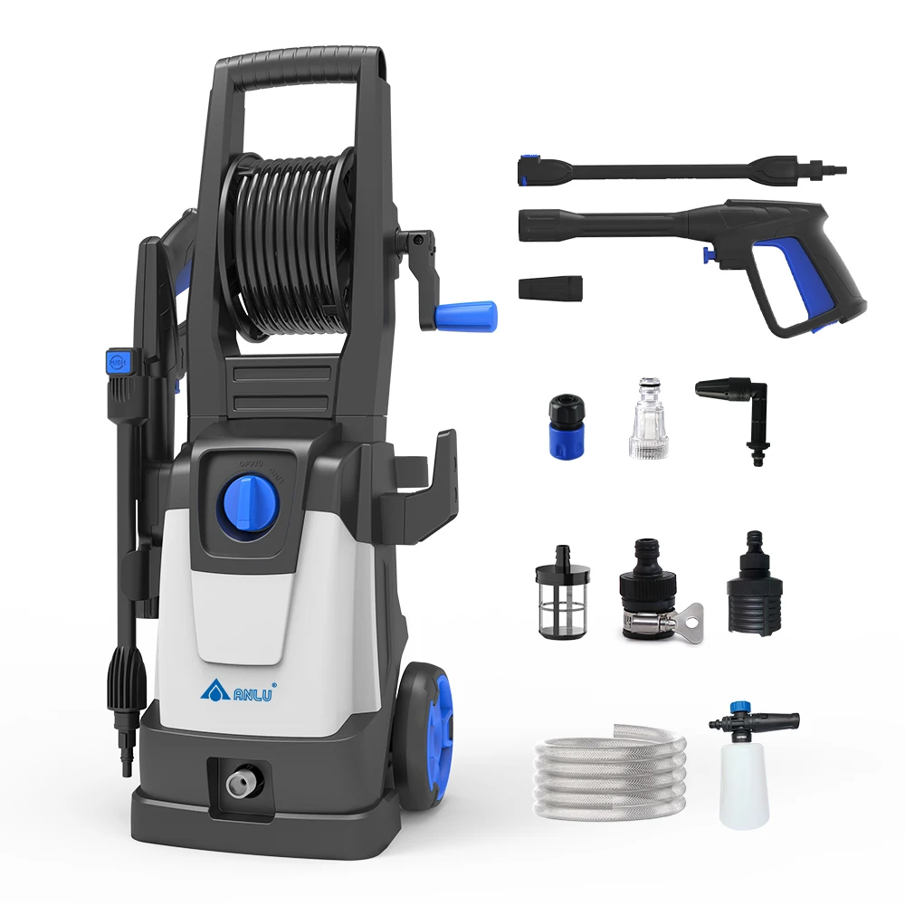 

Портативная электрическая мойка высокого давления, очиститель для домашнего использования со шланговым колесом для розничной промышленности и автомойки