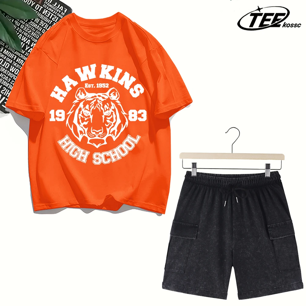 

Мужские футболки Hawkins 1983 High School Design, мягкие, универсальные, спортивные, летние, с круглым вырезом, унисекс, оверсайз, из хлопка