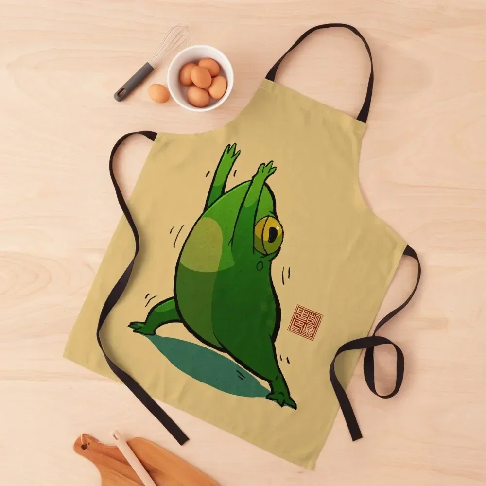 Yoga Frog Warrior Pose Apron Kitchens Woman Hairdressing barber men Womens Dresses Apron