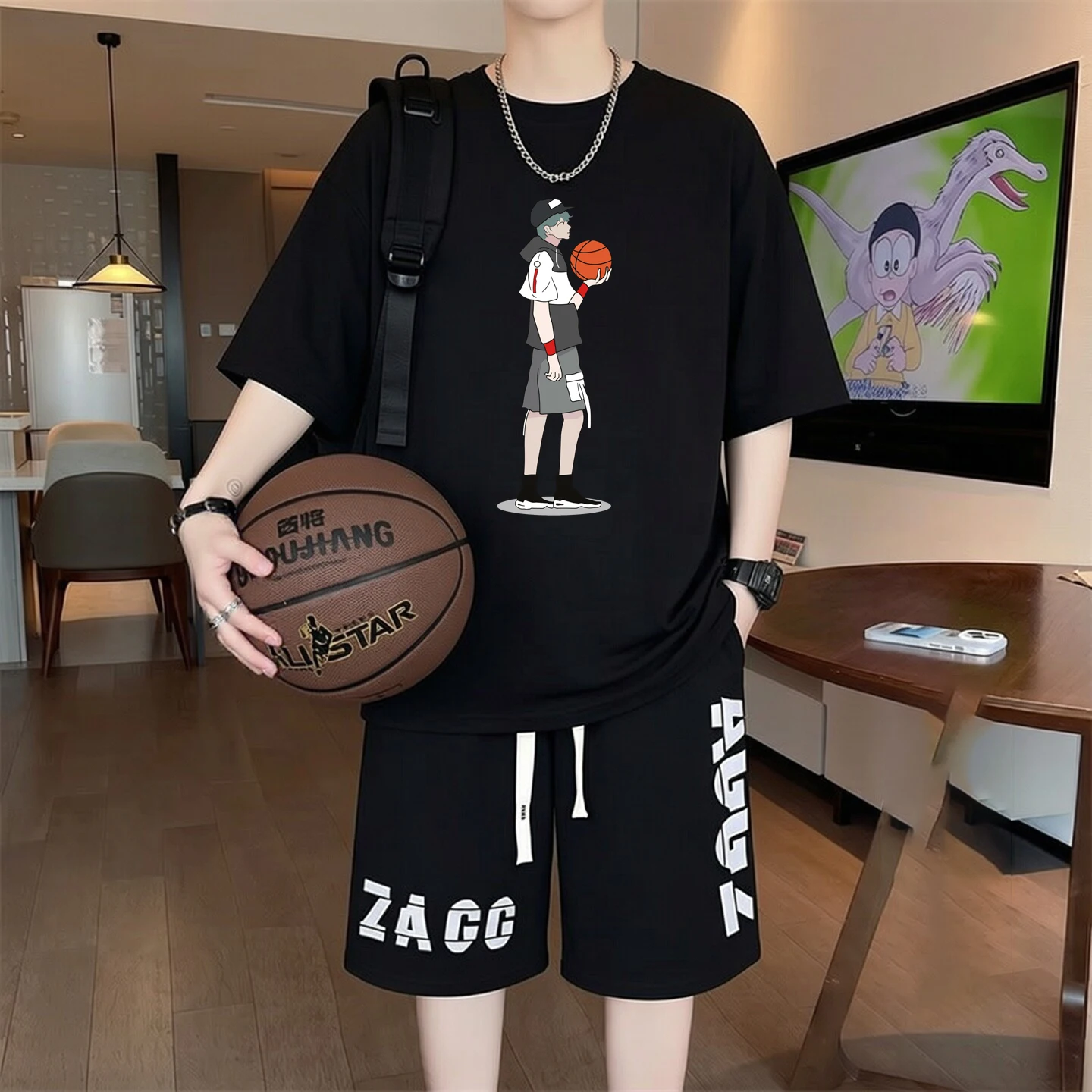 

2026 Summer Men's Sets Youth Suits Cool Cotton T-shirt Fashion Shorts 2 Piece Sets High Quality Trend Tracksuit Men Clothing