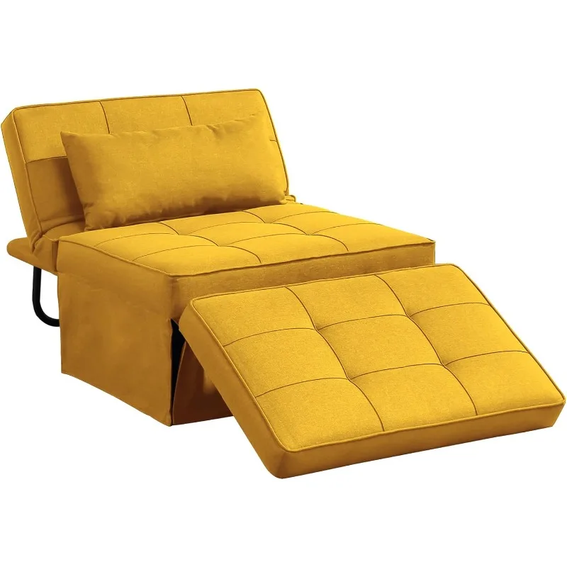 Sofa Bed, 4 in 1 Multi-Function Folding Ottoman Breathable Linen Couch Bed with Adjustable Backrest Modern Convertible Chair