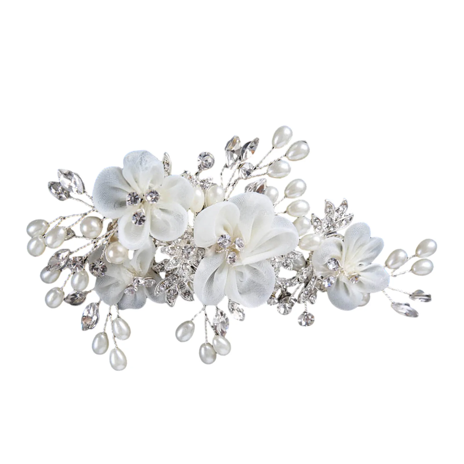 Woman's Edge Clips Hairpin Color Retention Plating White Flower Hair Clips For Outdoor School Performances