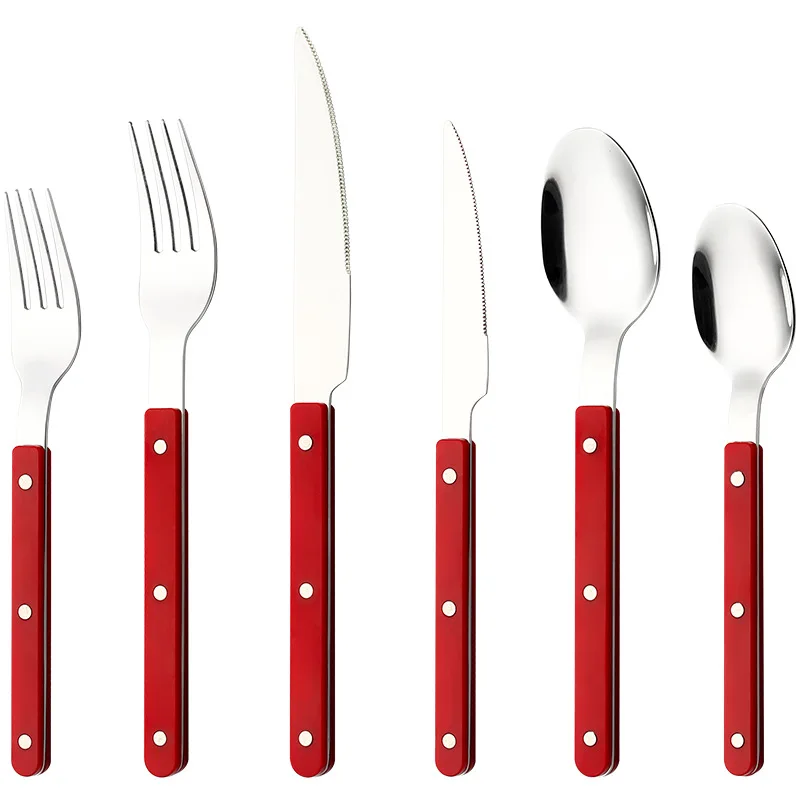 304 Stainless Steel Tableware 4 Pcs Set, Household Knife Fork Dessert Spoon, Restaurant Cutlery Sets with Stylish Designs