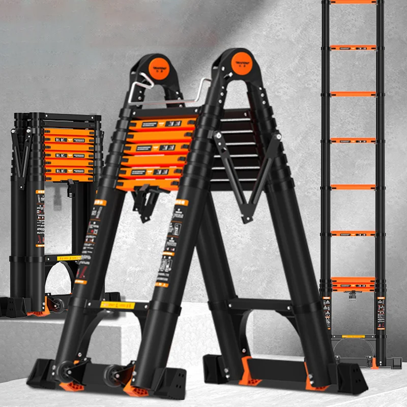 Imagem -02 - Multifunções Folding Aluminum Alloy Ladder Espessamento Herringbone Elevador Portátil Engenharia Telescópico