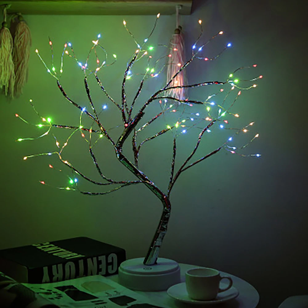 LED Night Light Mini Christmas Tree Copper Wire Garland Lamp For Kids Home Bedroom Decoration Decor Fairy Gifts Christmas Decor