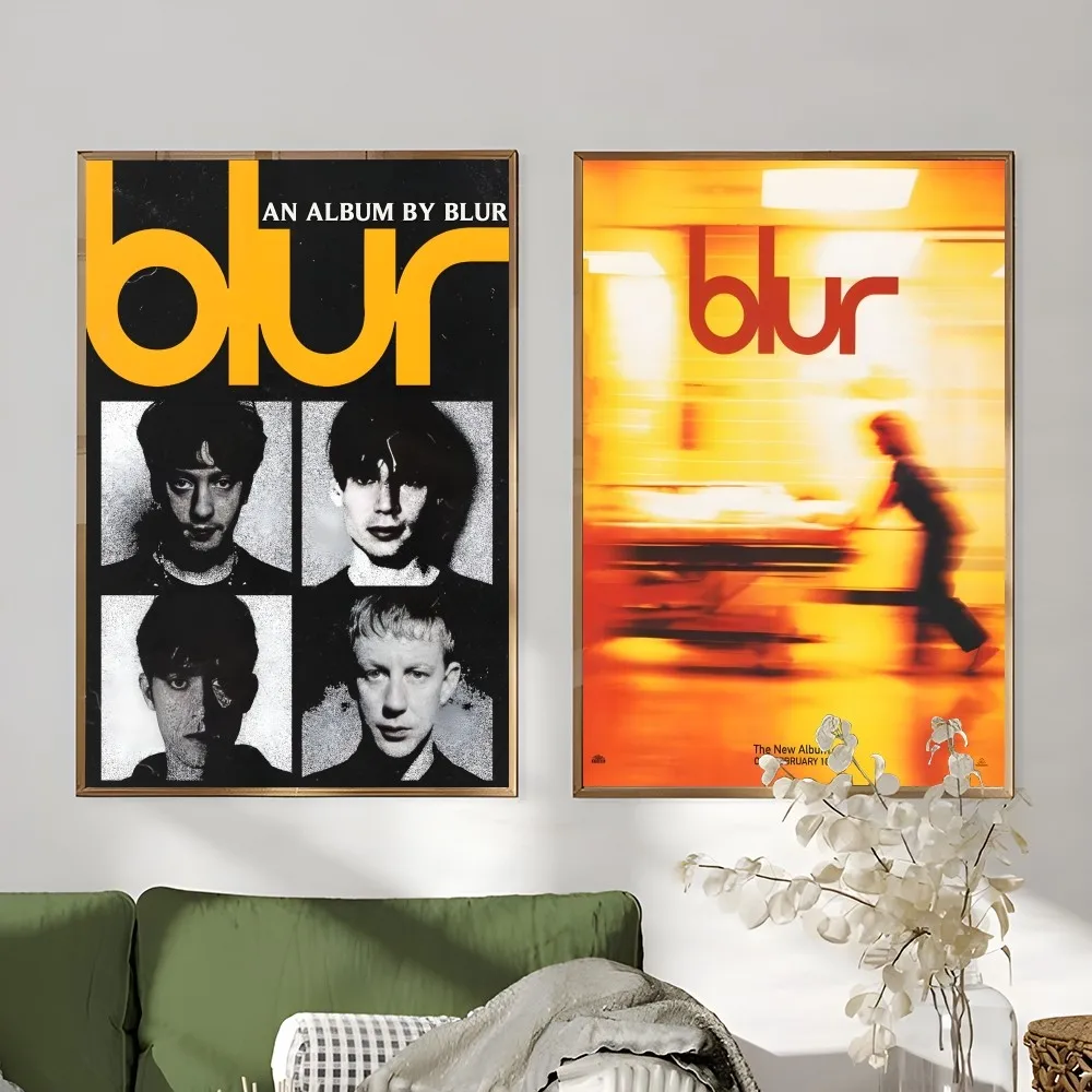 B-Blur Band Rock Roll Band Retro Poster Sticky Wall Art Printing Waterproof Home Living Bed Room Bar Aesthetic Decor