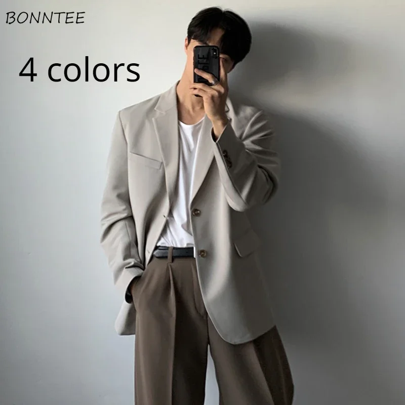 Blazers for Men All-match England Casual 4XL Korean Fashion Streetwear Gentle Handsome Ulzzang Outwears Simple Cool Trendy Ins