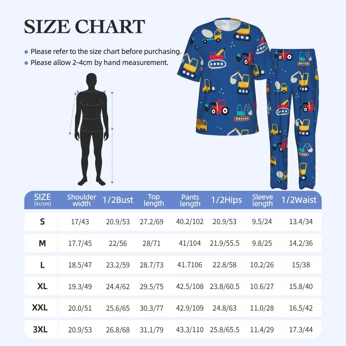 Men's short-sleeved pajamas two-piece trousers Cute Truck Car home wear suit sleepwear view 6
