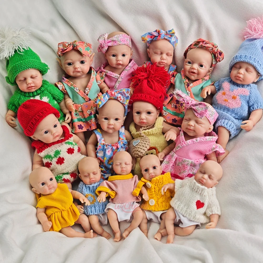 12" Ultra Lifelike Small Reborn Doll with Different Expression Full Silicone Body Realistic Baby Girl and Boy Gift Newborn Toy