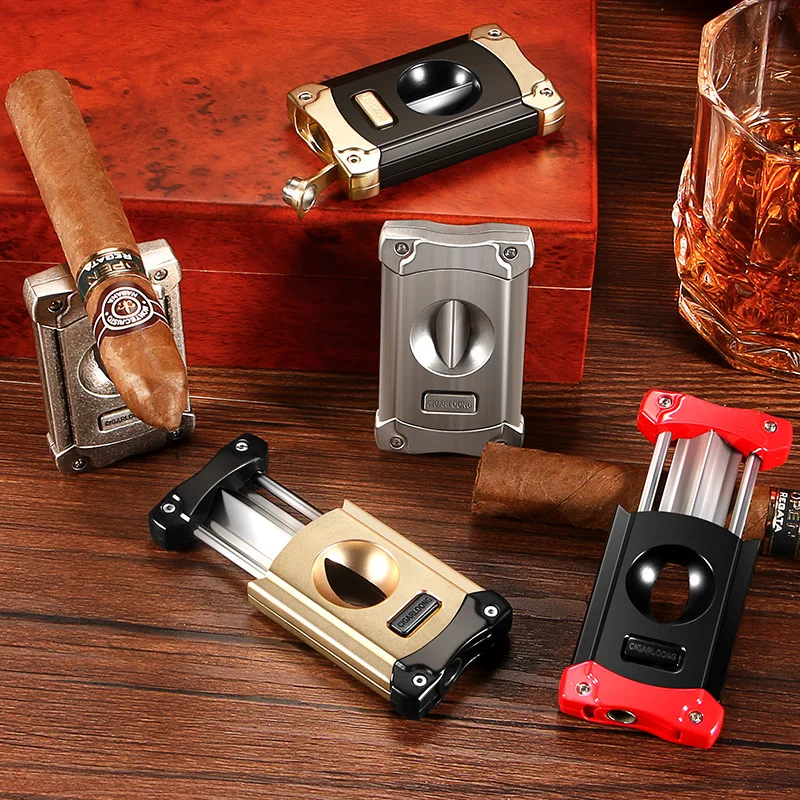 

Multifunction Sharp Cigar Cutter Cigar Holder With Gift Box Cigar Scissors Cutter Guillotine Smoking Accessories Portable