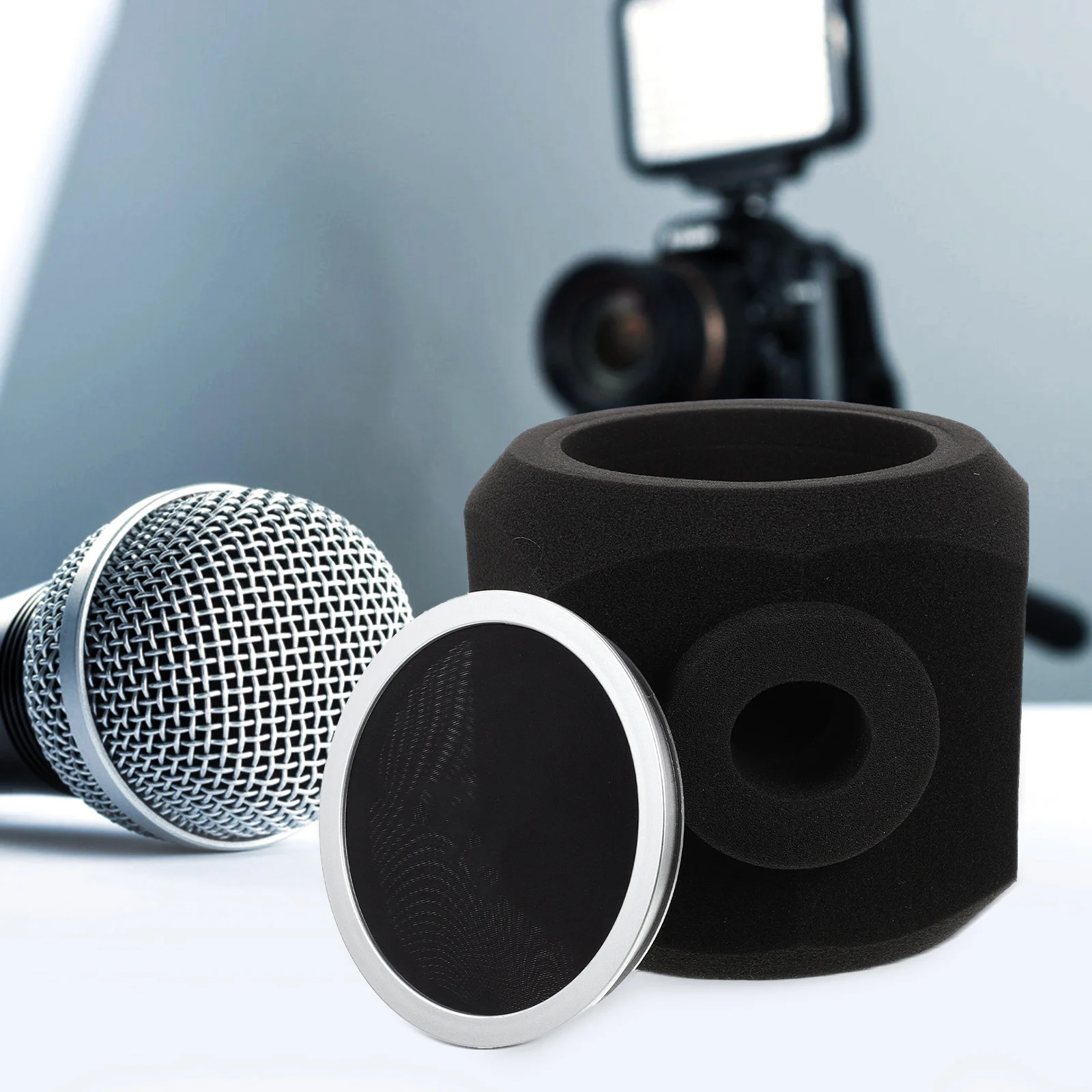 

Professional Microphone Sound Absorbing Sponge Cover Noise Cancelling Mic Protector for Desktop Tripod Floor Stand Acoustic