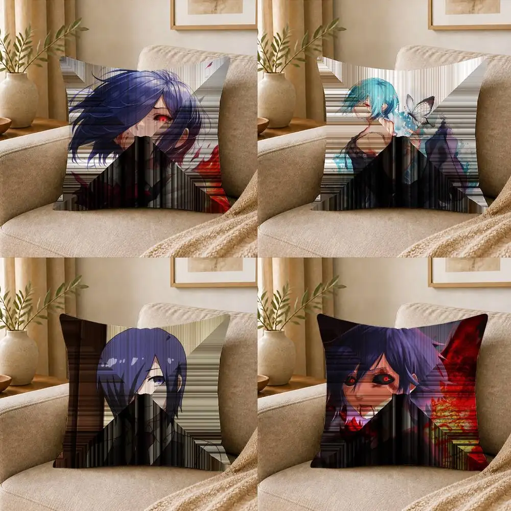 Tokyo Ghoul Kirishima Touka Double-sided Printed Square Decorative Cushion Cover for Sofa Living Room Home Decor