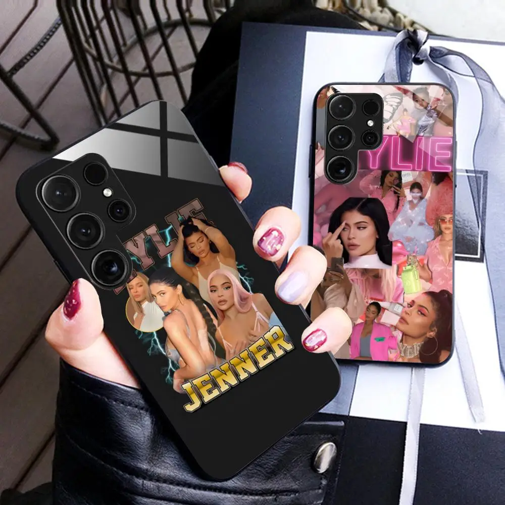 Kylie Jenner Mobile Cell Phone Case for Samsung Galaxy S25 S24 S23 S22 S21 S20 Note20 Plus FE Ultra Glass Cover Pretty Luxury