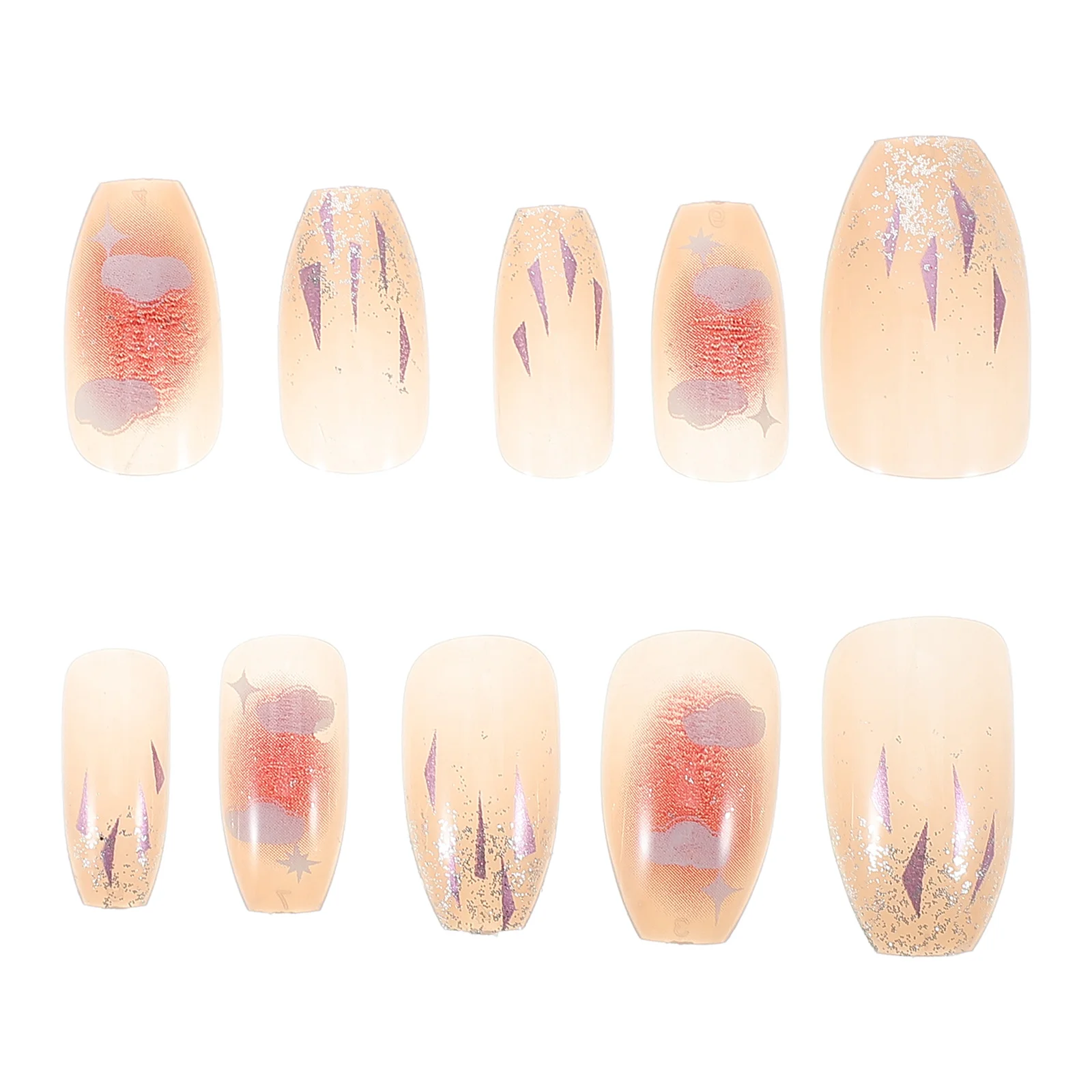 

24Pcs Short Coffin Shape Press on Nails Flower Rhinestone Design Full Cover Acrylic Reusable Fake Nails Sparkly Transparent