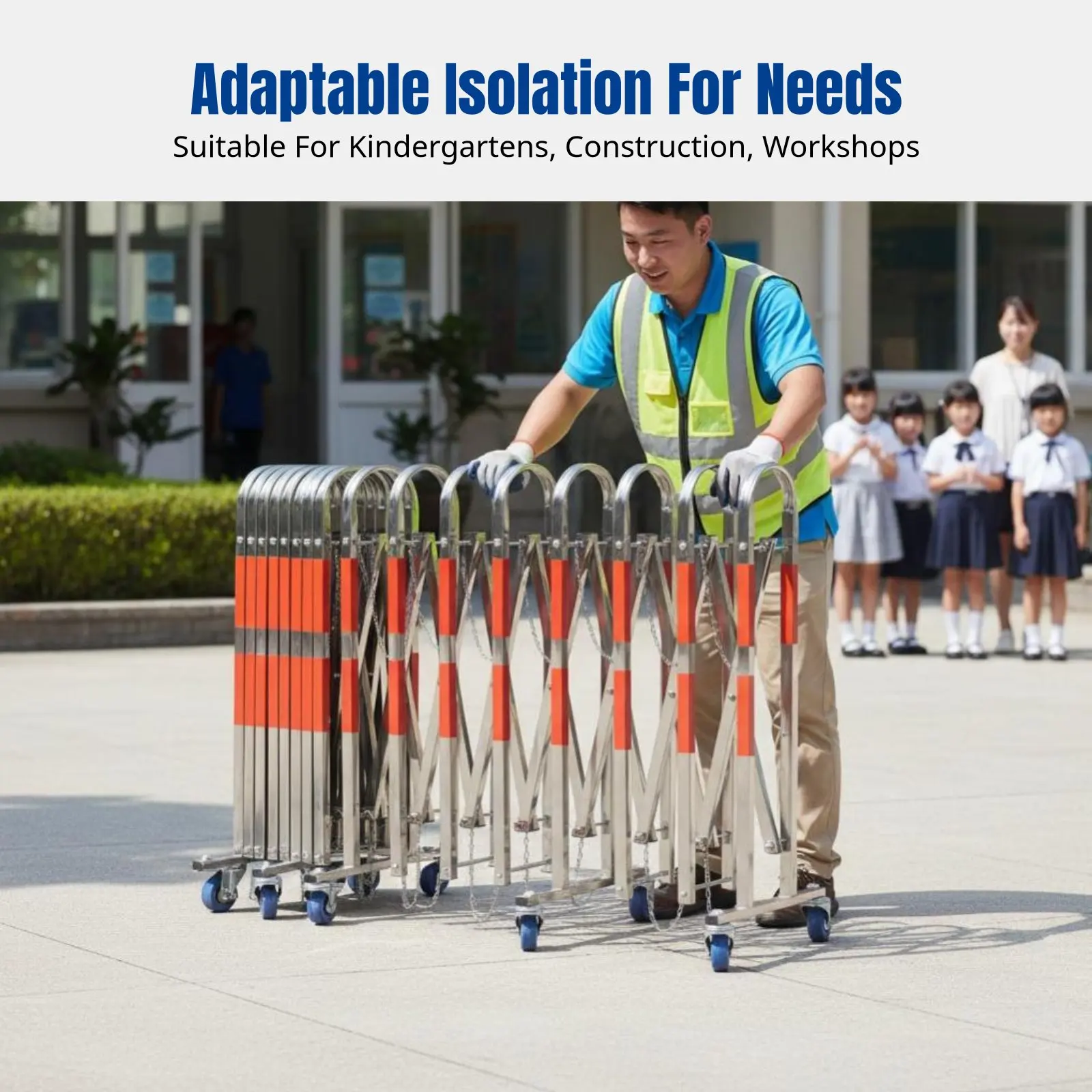 

Stainless Steel Expandable Mobile Barrier, Folding Fence, Outdoor Workshop School Isolation Guardrail