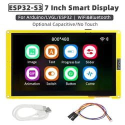 ESP32-S3 dla Arduino LVGL 7 Cal 800*480 inteligentny wyświetlacz RGB LCD TFT moduł HMI 8M PSRAM 16M Flash WiFi i Bluetooth z Tutorial