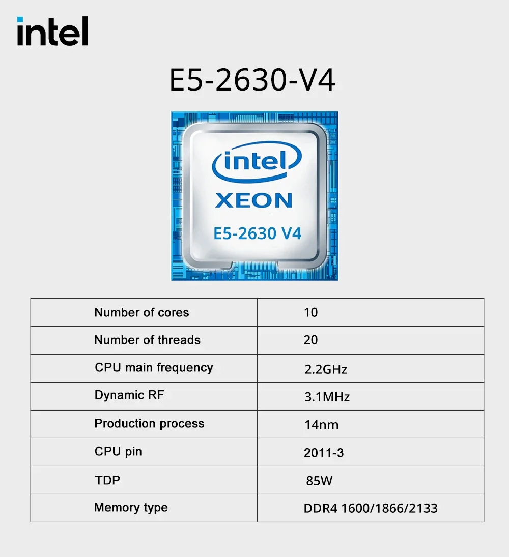 Imagem -02 - Kit Conjunto de Placa Mãe Lga20113 Xeon e5 2630 Cpu v4 Ddr4 16gb Reg Memória Ecc Pci 16x Nvme Desktop pc Novo Mougol-x99