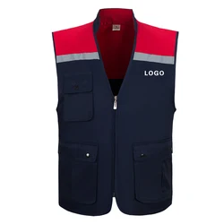 Night Reflective Vest With Logo Pockets Construction Protective Automobile Mechanical Maintenance Electrician Welder Workwear