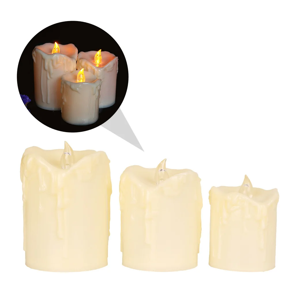 

3Pcs Electronic Lights Powered Romantic Flameless LED Lamps Without Safe Decorative Scene Lighting