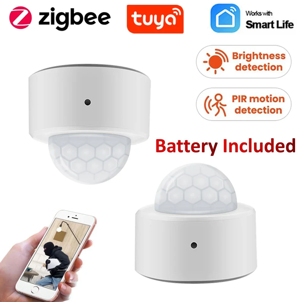 Tuya Zigbee Motion Sensor 2 in 1 Human Presence Sensor + Bright Lux Light Sensor Smart Home PIR Detector Works With Gateway MQTT