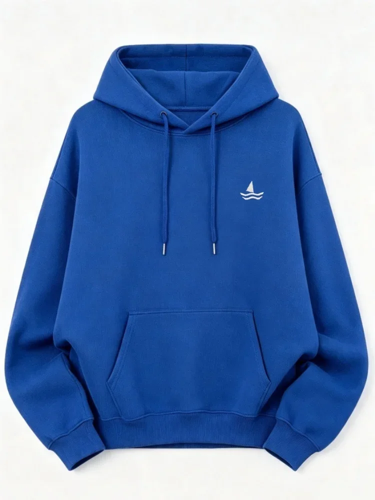 heavyweight Korean style loose hooded sweatshirt men women long sleeved autumn high-end brand embroidered boutique pullover