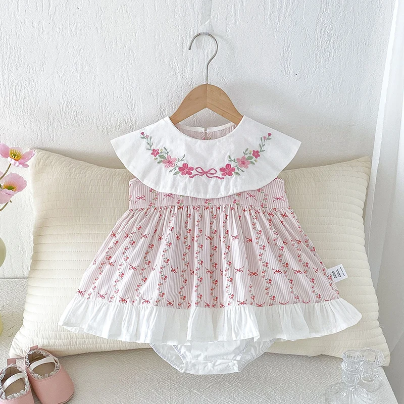 2026 New Summer 0-24M Children Clothes Infant Baby Girls Bodysuits Sleeveless Cotton Print Infant Baby Girls Bodysuits