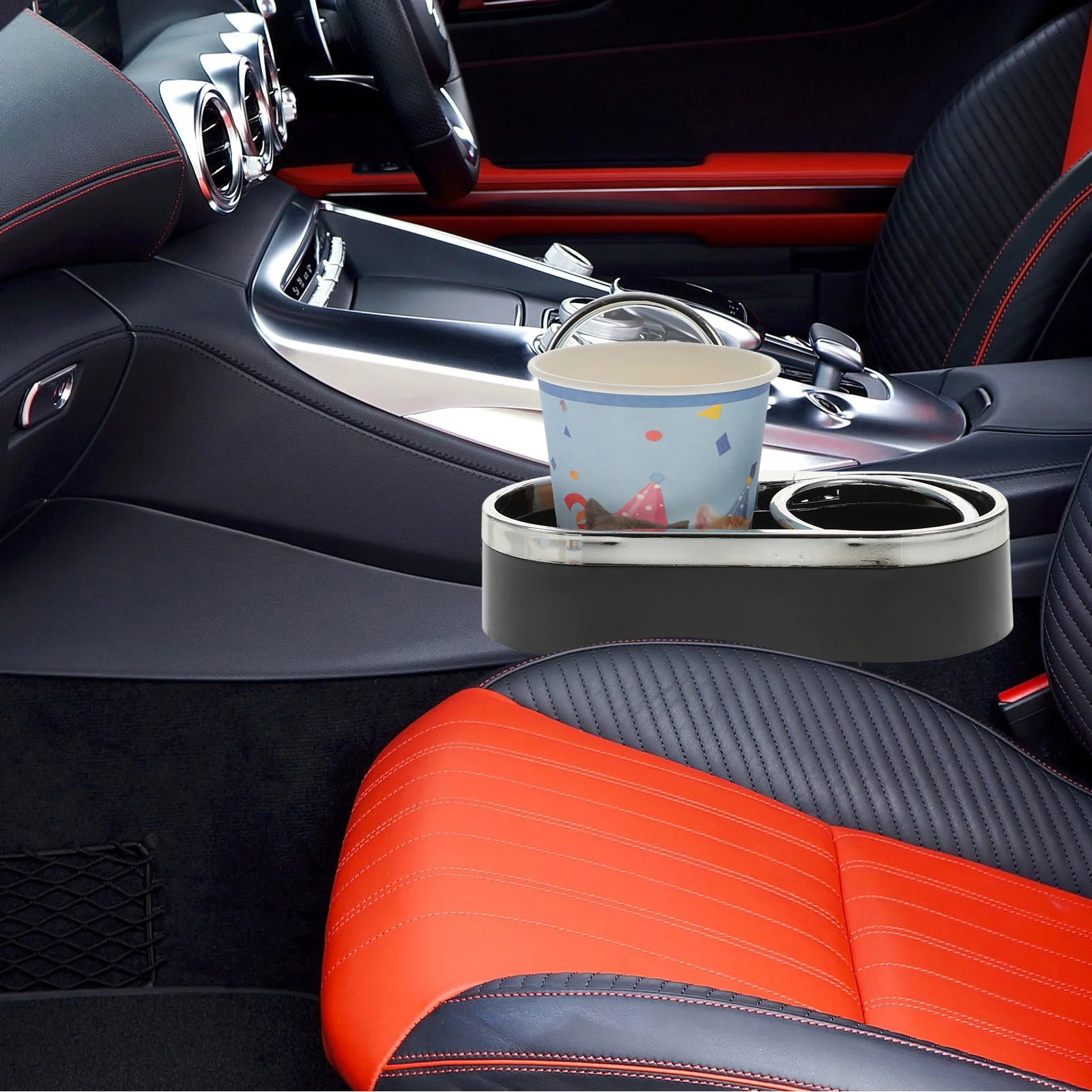 

1pc Car Cup Durable Plastic Beverage Holder Multi-Function Drink Organizer For Vehicle Rear Seat Floor Cup Holder - Car