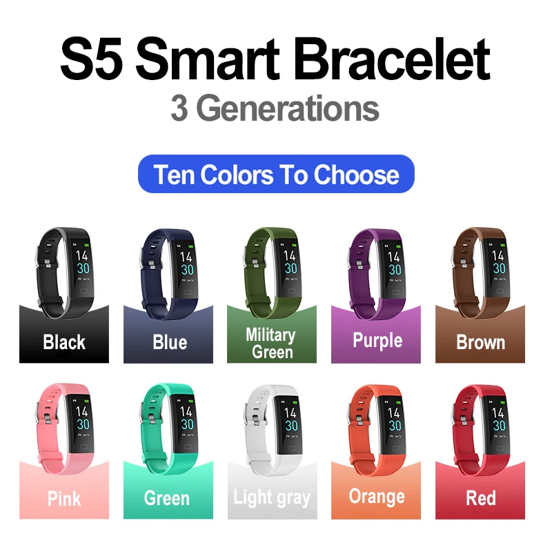 

S5 Smart Watch 3 Generation Sports Heart Rate Meter Step Waterproof IP68 Taking Temperature Health S5 Smart Band Woman/Man Watch