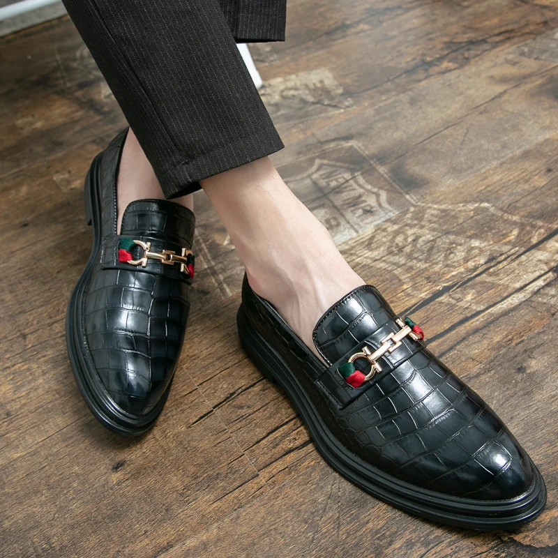 Designer Genuine Leather Cowhide Luxury Brand Men Casual Driving Dress Black Loafers Mens Moccasins Italian Wedding Office Shoes