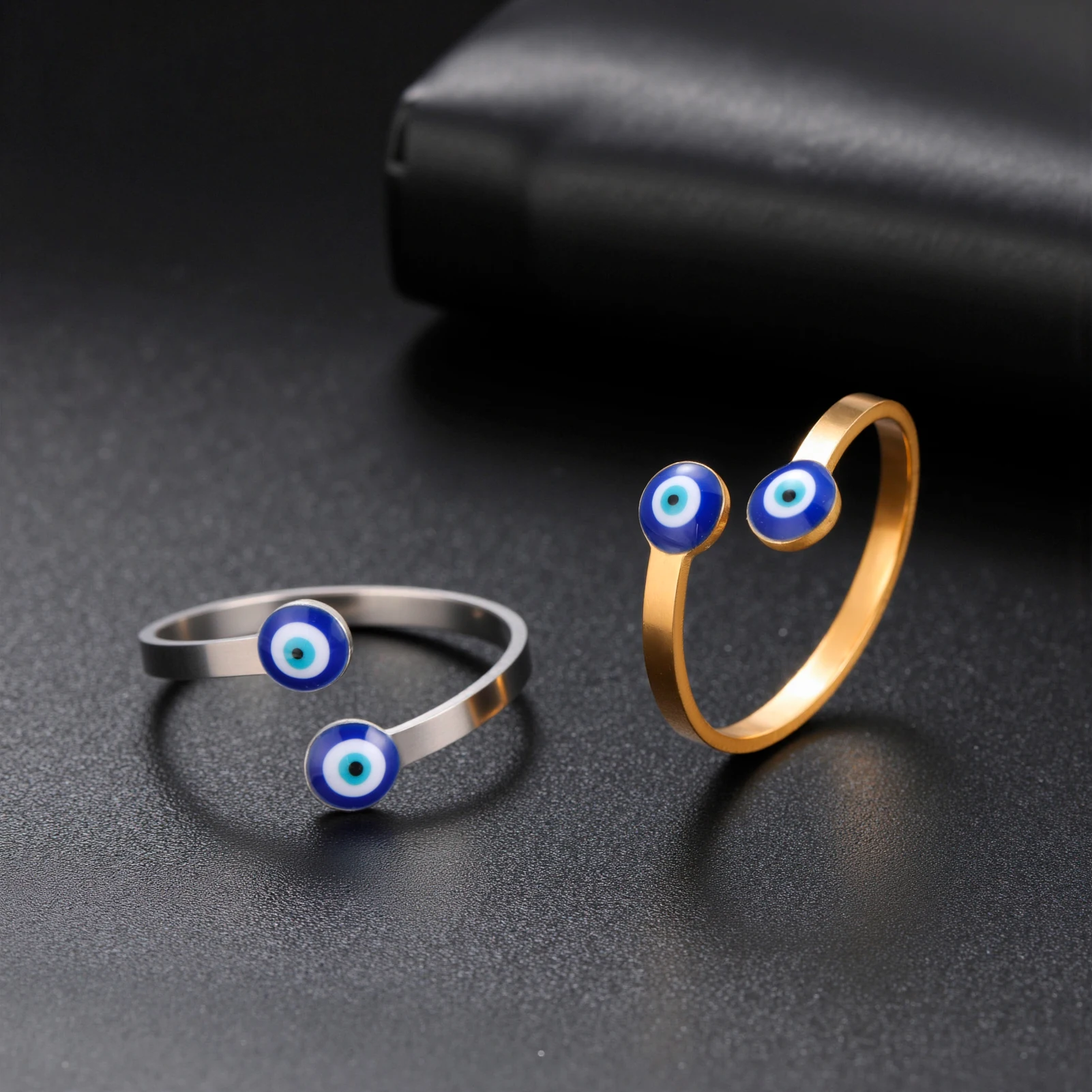 Vintage Türkische Blaue Böser-Blick-Ringe aus Edelstahl, Glücksbringer-Schmuck, Offene Fingerringe für Frauen, Geburtstags- und Jubiläumsgeschenk, Amulett