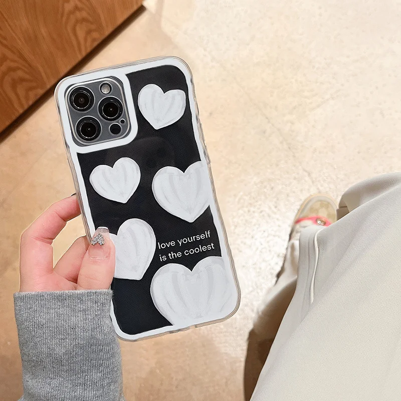 T112 White Heart For Samsung Galaxy M10S M11 M12 M22 M21 M32 M31 M51 M52 F12 F22 F52 F62 Case DIY TPU Soft Cover