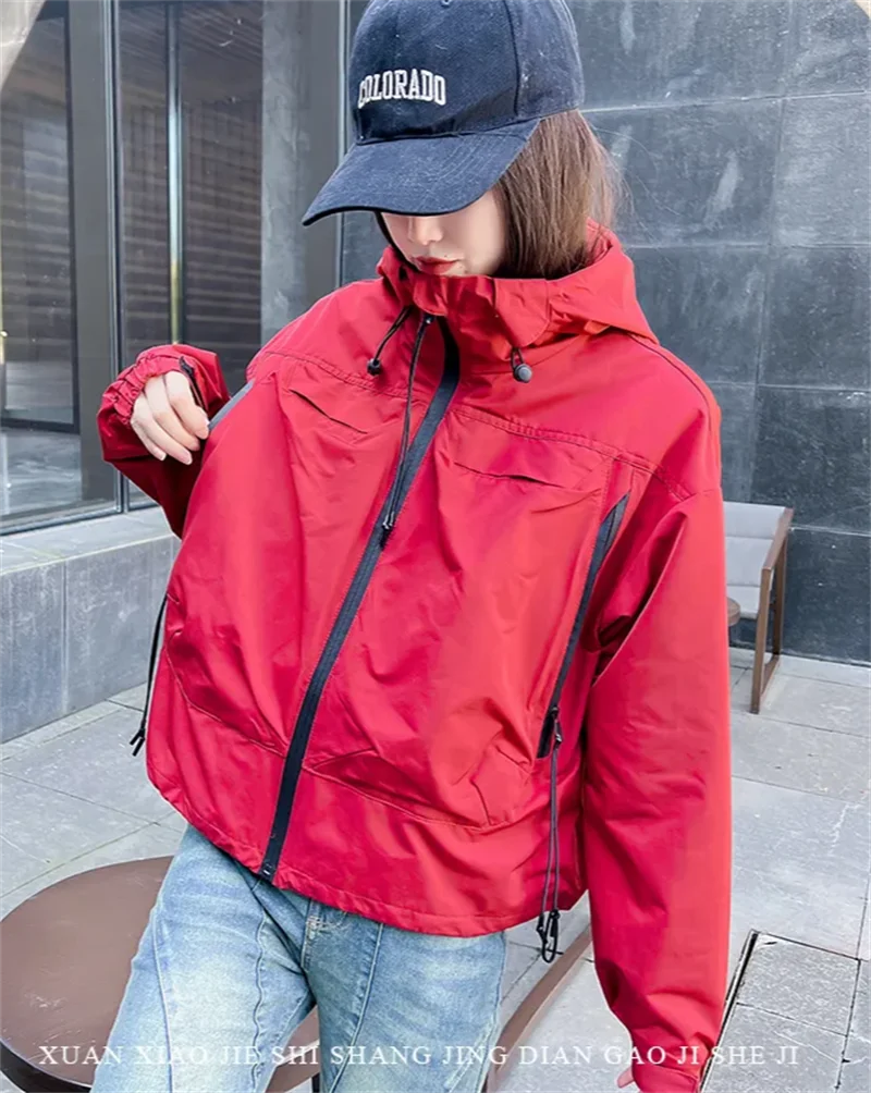 ผู้หญิงHooded CoatหลวมFitเสื้อลําลองแขนยาว 2025 ฤดูใบไม้ผลิฤดูใบไม้ร่วงใหม่เสื้อสเวตเตอร์ถักบางWindbreakerหญิงBasicนักเรียนC