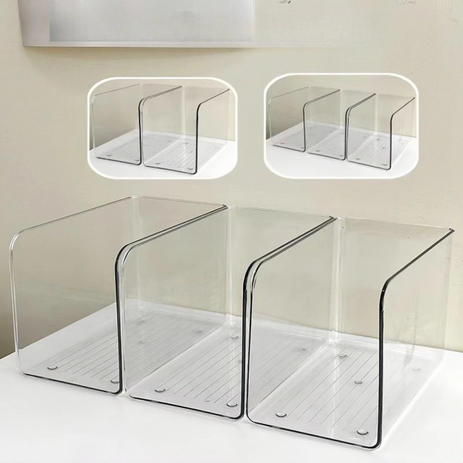 حامل كتب شفاف، مزيج مجاني بسيط، منظم كتب على شكل حرف U، مجلد كتب أكريليك، رف تخزين مكتبي للمكتب المنزلي